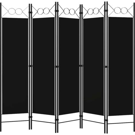 Paravent Cloison de séparation 5 panneaux, Pour Jardin, Balcon, Terrasse Noir 200x180 cm OIB1402E