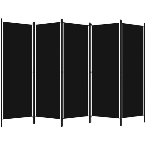 Paravent Cloison de séparation 5 panneaux, Pour Jardin, Balcon, Terrasse Noir 250x180 cm OIB2067E