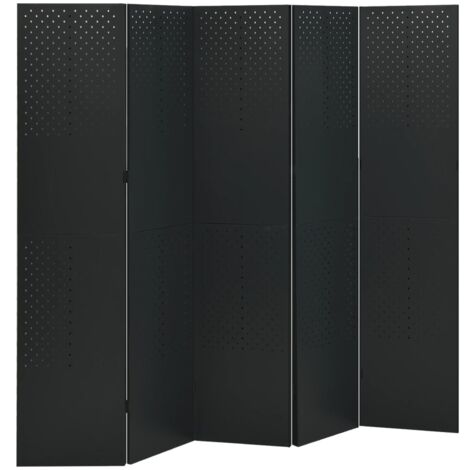 Paravent Cloison de séparation 5 panneaux - Séparateur de Jardin Noir 200x180 cm Acier BV403970 - BonneVie