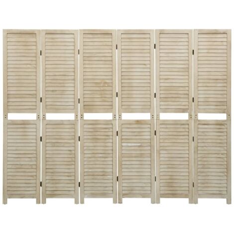 Paravent Cloison de séparation 6 panneaux, Pour Jardin, Balcon, Terrasse 210x165 cm Bois de Paulownia OIB1579E