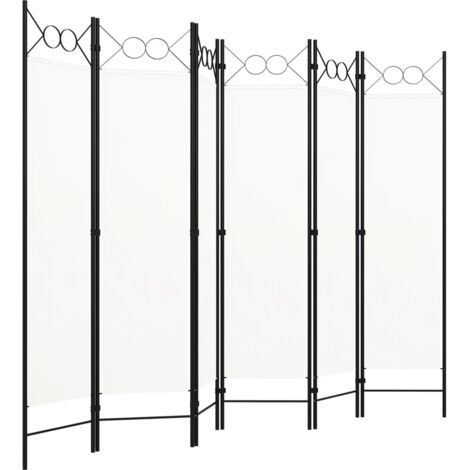 Paravent Cloison de séparation 6 panneaux, Pour Jardin, Balcon, Terrasse Blanc crème 240x180 cm OIB6941E