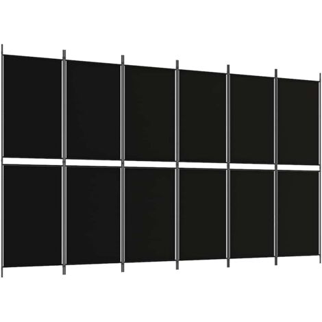Paravent Cloison de séparation 6 panneaux, Pour Jardin, Balcon, Terrasse Noir 300x180 cm Tissu OIB7252E