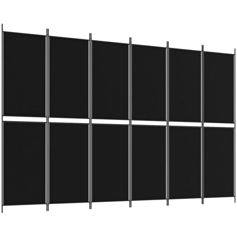 Paravent Cloison de séparation 6 panneaux, Pour Jardin, Balcon, Terrasse Noir 300x200 cm Tissu OIB9053E
