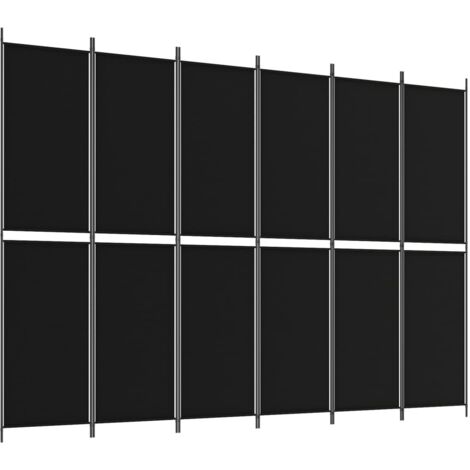 Paravent Cloison de séparation 6 panneaux, Pour Jardin, Balcon, Terrasse Noir 300x220 cm Tissu OIB1038E