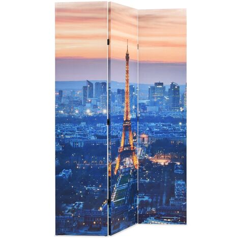 Paravent Cloison de séparation pliable, Pour Jardin, Balcon, Terrasse 120x170 cm Paris la nuit OIB2039E - Multicolore