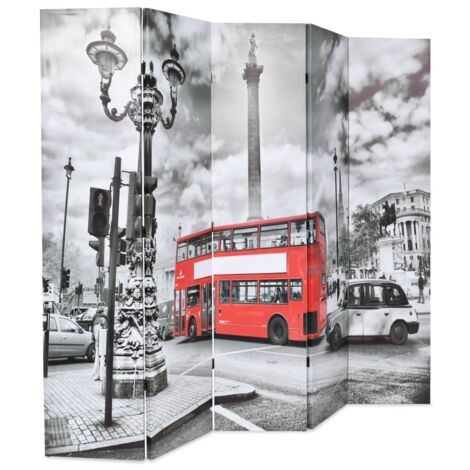 Paravent Cloison de séparation, Pour Jardin, Balcon, Terrasse 200 x 170 cm Bus londonien Noir et blanc OIB3870E