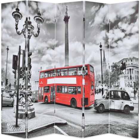 Paravent Cloison de séparation - Séparateur de Jardin 200 x 170 cm Bus londonien Noir et blanc BV847273 - BonneVie