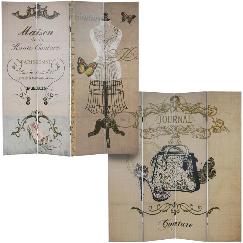 Paravent / cloison de séparation T234, 4 pans - motif boudoir 180x160cm