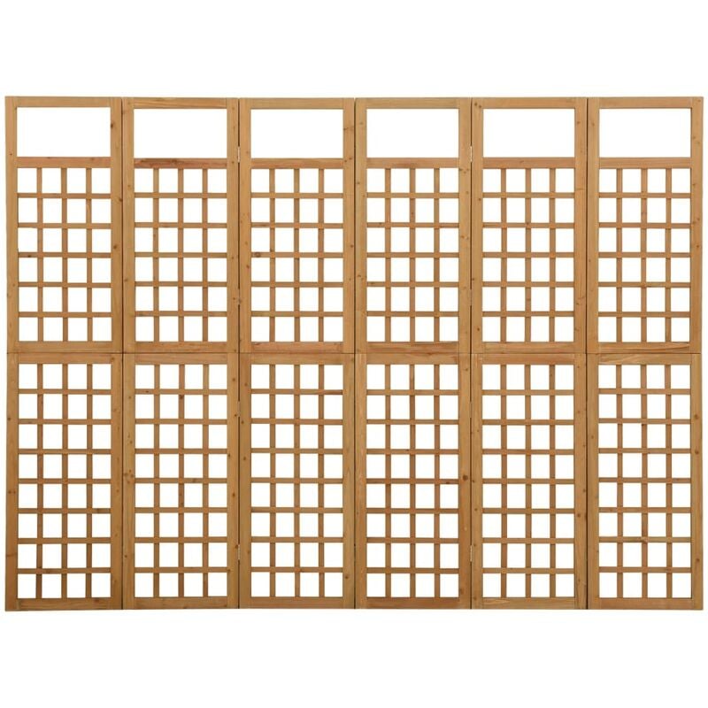 Paravent Cloison de séparation à 6 panneaux, Pour Jardin, Balcon, Terrasse Bois de pin 242,5x180 cm OIB4353E - Brun