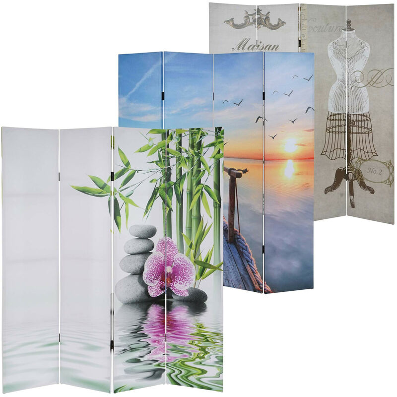 Paravent / cloison de séparation T234, 4 pans - motif coucher de soleil 180x160cm