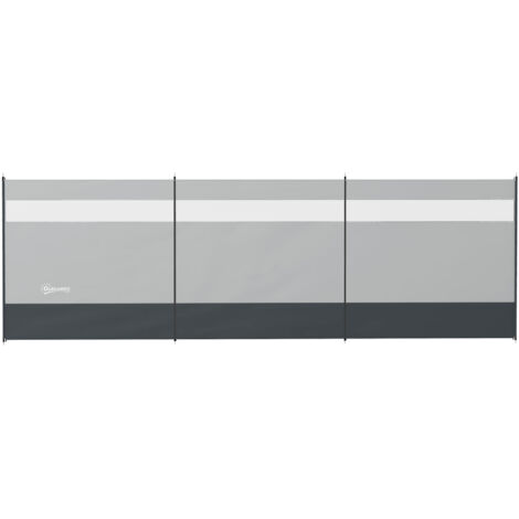 Paravent coupe-vent avec fenêtre et sac de transport, piquets en acier, 440x140 cm, gris