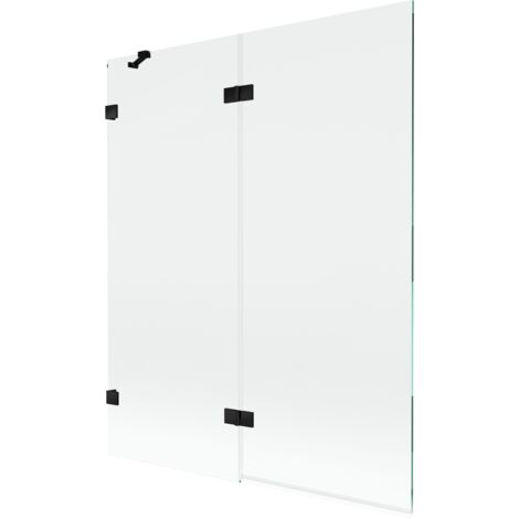 Paravent de baignoire Mexen Lunar à 2 volets, gauche, 140 x 150 cm, transparent, noir - 897-140-100-70-00-L