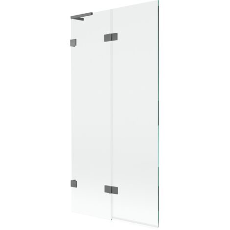 Paravent de baignoire Mexen Lunar L à 2 volets gauche 90 x 150 cm, transparent, gun metal - 897L-090-100-95-00-L