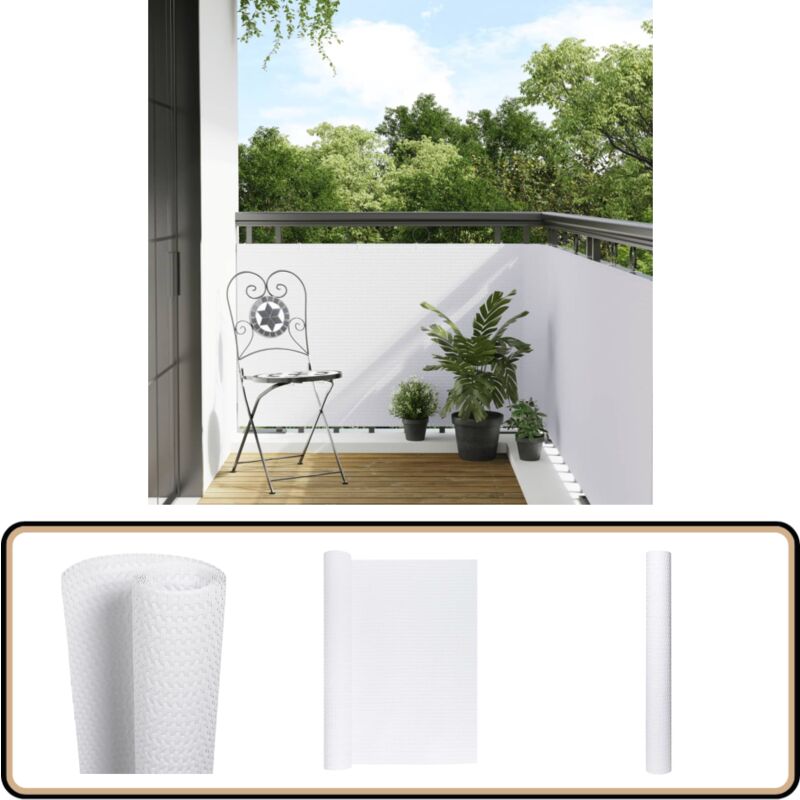 Paravent de balcon blanc 400x80 cm résine tressée - Paravent De Balcon - Écran De Balcon - Clôture Décorative - Écran D'intimité - Vie Privée Jardin