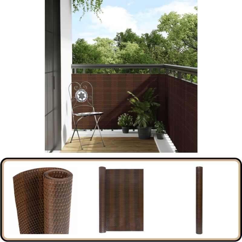 Paravent de balcon brun et noir 400x90 cm résine tressée - Pare-vent Balcons - Ecran De Balcon - Cloture Decorative - Intimité Jardin - Protection
