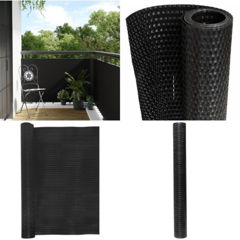 Paravent de balcon noir 300x80 cm résine tressée - Paravent Balcon - Ecran Balcon - Intimité Jardin - Cloture Decorative - Pare Brise - Home & Living