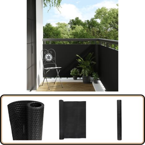 Paravent de balcon noir 300x90 cm résine tressée - Paravent De Balcon - Écran De Balcon - Intimité Jardin - Cloture Decorative - Fenêtre Occultante