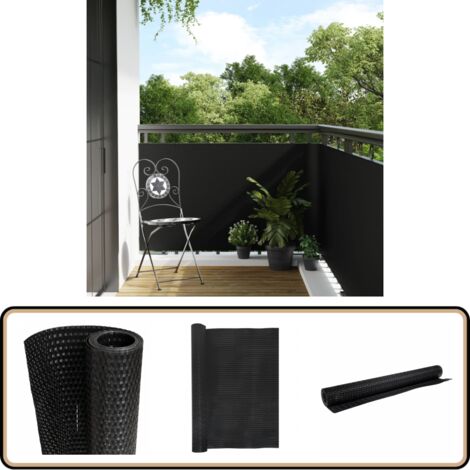 Paravent de balcon noir 400x90 cm résine tressée - Paravent Balcon - Écran De Balcon - Intimité Jardin - Cloture Decorative - Protection Bruit