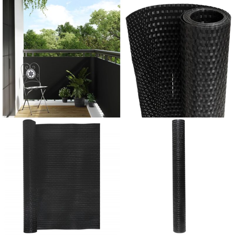 Vidaxl - Paravent de balcon noir 500x80 cm résine tressée - Paravent De Balcon - Écran De Balcon - Intimité Jardin - Clôture Decorative - Décoration
