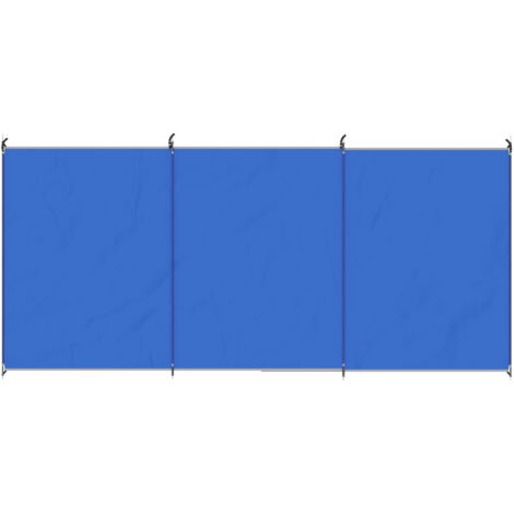 Paravent de camping et plage 450x150 cm bleu avec sac de transport et angles de fixation