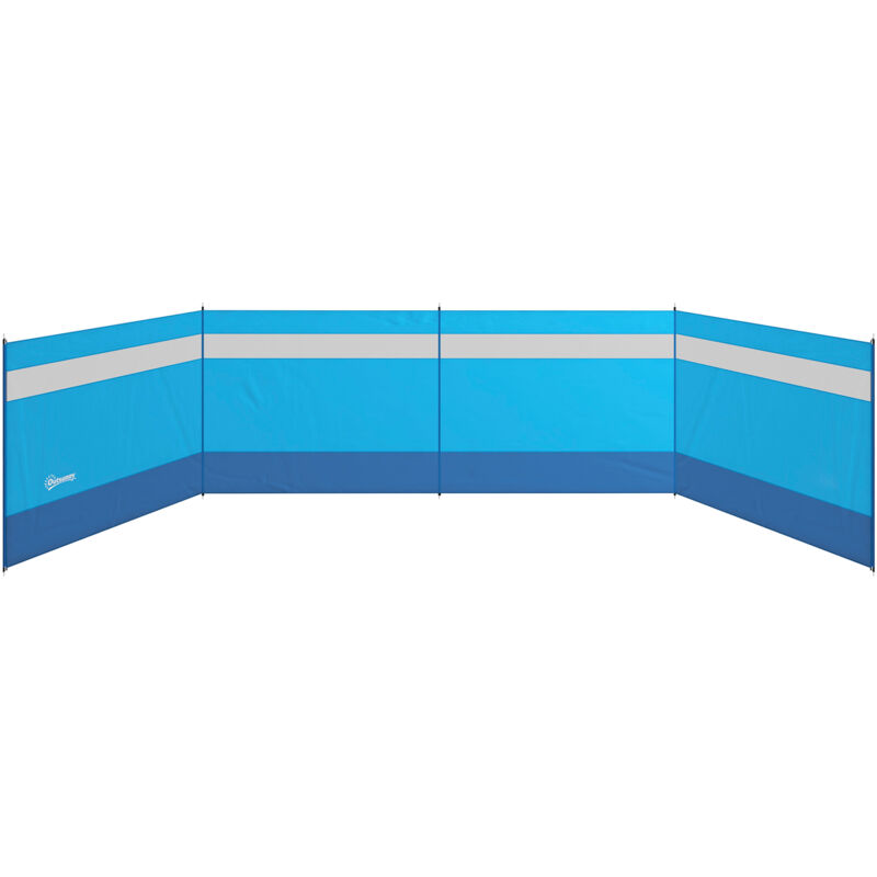 Outsunny - Paravent brise-vue camping plage portable pliable avec sac de transport et poteaux acier dim. 725L x 140H cm bleu
