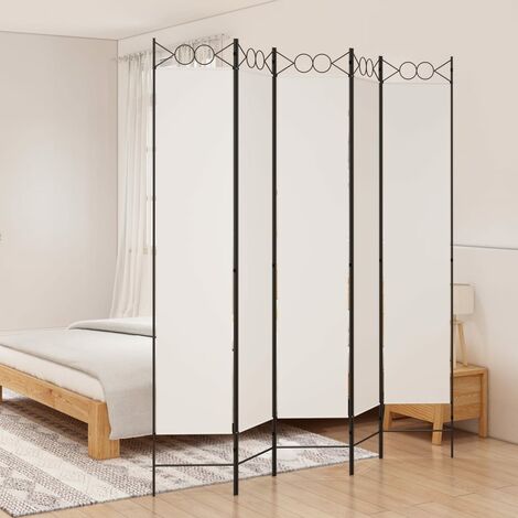 Paravent de Chambre  Closion de séparation 5 panneaux Blanc 200x220 cm Tissu -BC94126