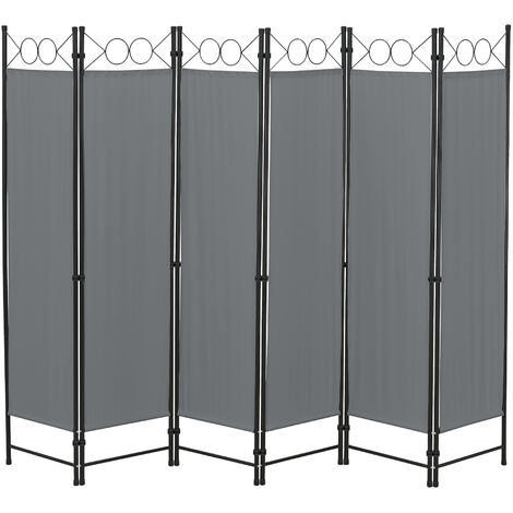 Paravent De Confidentialité À 6 Panneaux Saragossa 171 X 240 Cm Gris Foncé [en.casa]