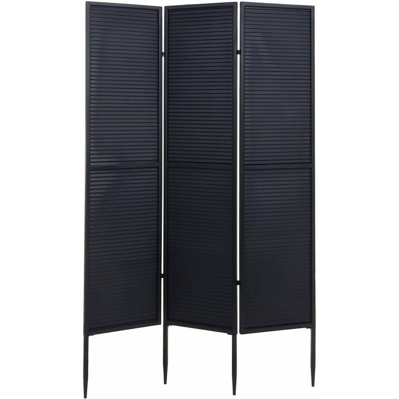 Paravent de jardin cloison de séparation brise-vue 3 panneaux en métal 200x121cm noir 040003236