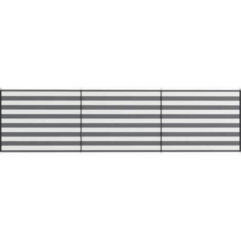 Paravent de plage pliable coupe-vent en polyester avec barres en acier, 540x150 cm, gris