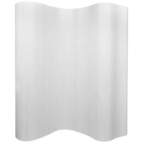 Paravent décoratif avec support non tissé bambou blanc Kyca