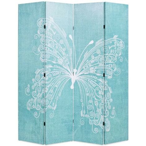 Paravent décoratif imprimé 4 volets bois et tissu Butterfly