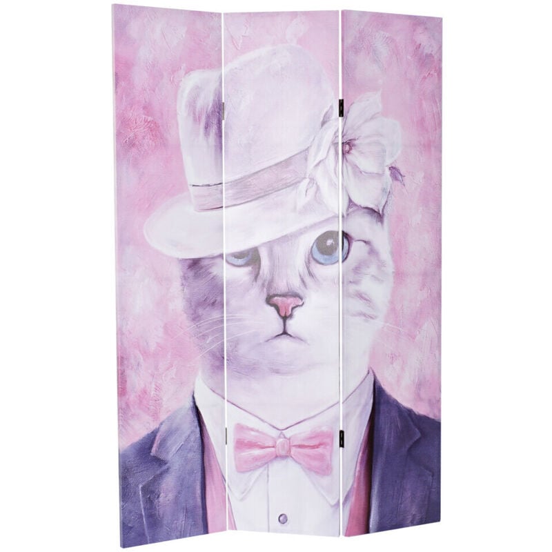 Paravent Toile Pin 120X2,5X180 Chat Réversible