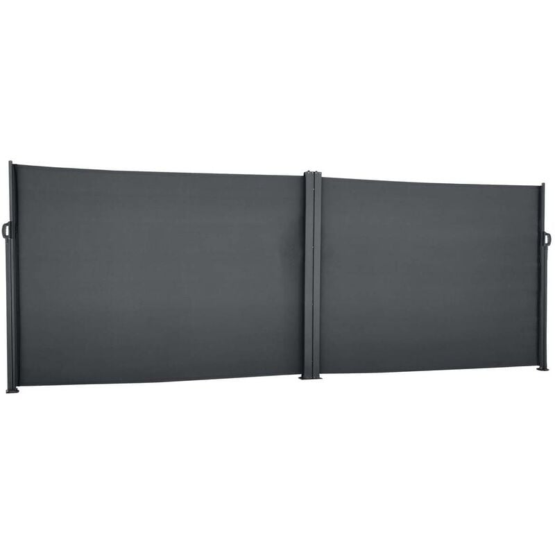 Paravent double rétractable Antao graphite 6x1,8m en aluminium traité époxy - Hespéride