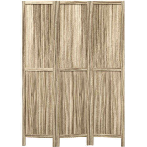 Paravent en bois de paulownia 3 panneaux 120 x 170 cm séparateur de pièce cloison de séparation pliable - naturel