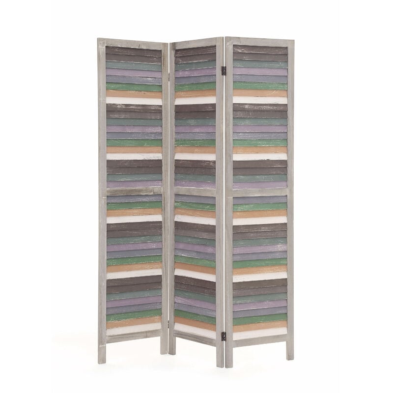 Paravent en bois de pin cérusé en gris, Provence