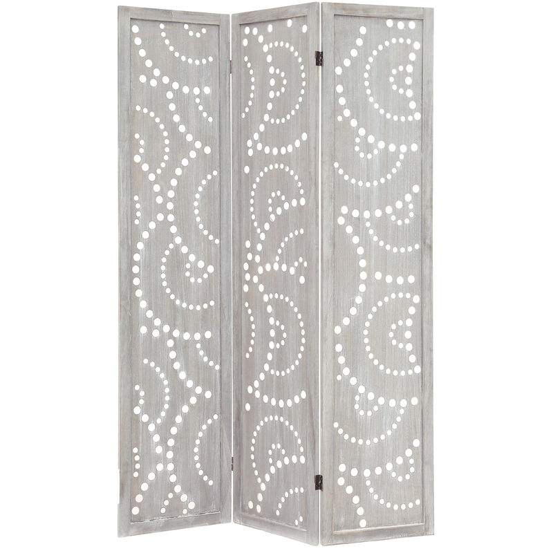 Paravent en bois de pin cérusé en gris, Saint Tropez