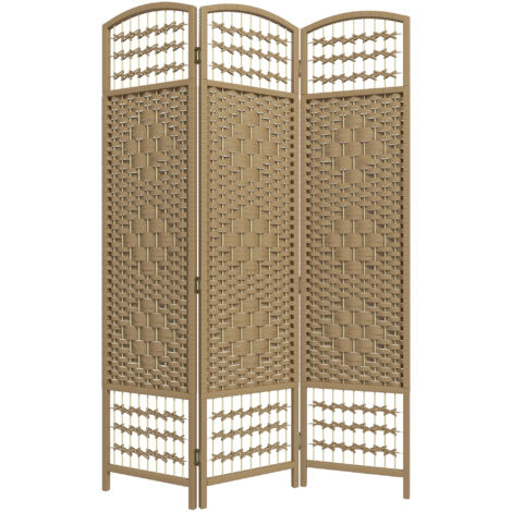 Paravent en bois naturel 120x170 cm séparateur de pièce pliable 3 panneaux