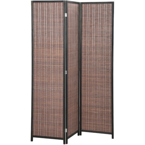 Paravent en bois pliable 3 panneaux 135x180 cm marron
