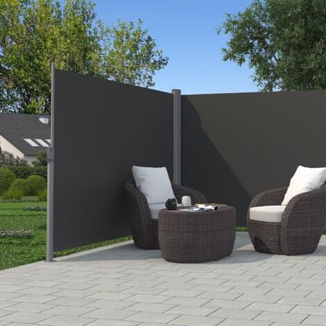 Paravent extérieur 180 x 600cm Store latéral abri soleil latéral rétractable  Paravent retractable Certifié par TÜV SÜD - Gris GSA360G