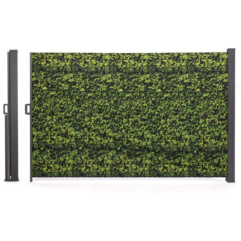 Idmarket - Paravent extérieur rétractable 180 x 400 cm imprimé feuillage store latéral