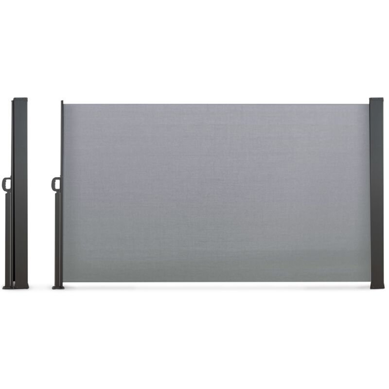 Paravent extérieur rétractable 160 x 400 cm gris clair store latéral