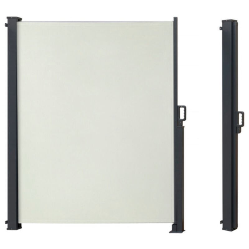 Canopée Paravent extérieur rétractable Brise vue enroulant beige H1.6XL3m