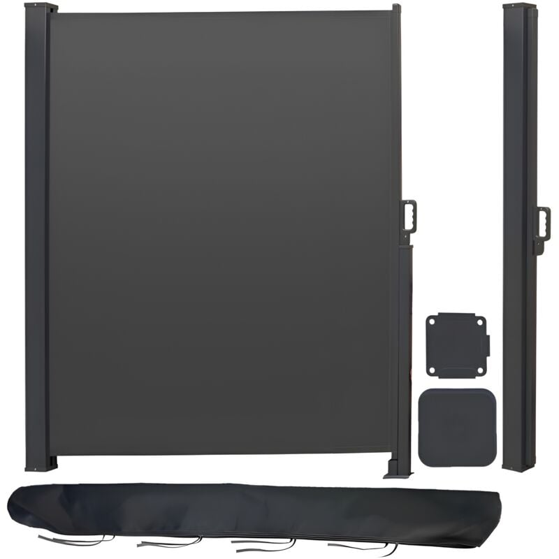 Canopée Paravent extérieur rétractable Brise vue enroulant gris H1.6XL3m