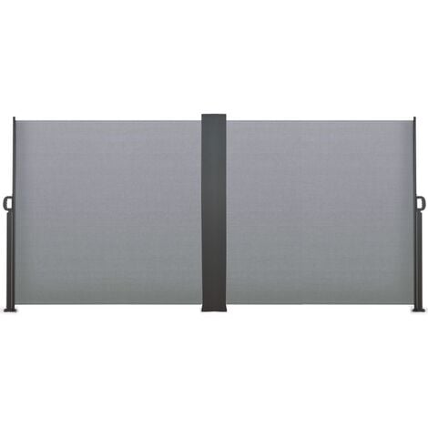 Paravent extérieur rétractable double 160 x 800 CM gris clair store latéral - Gris