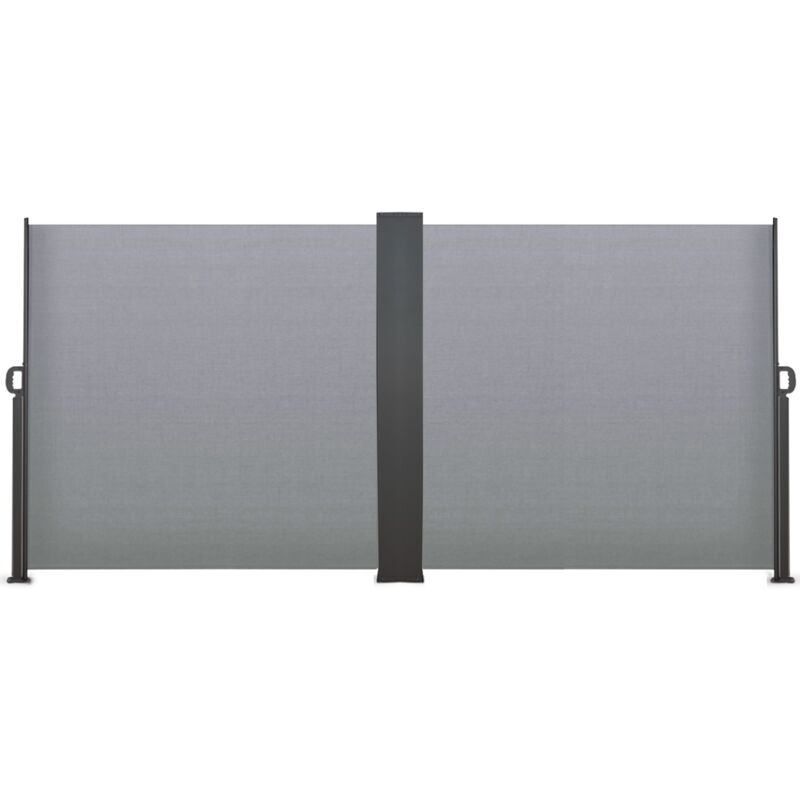 Paravent extérieur rétractable double 160 x 800 CM gris clair store latéral