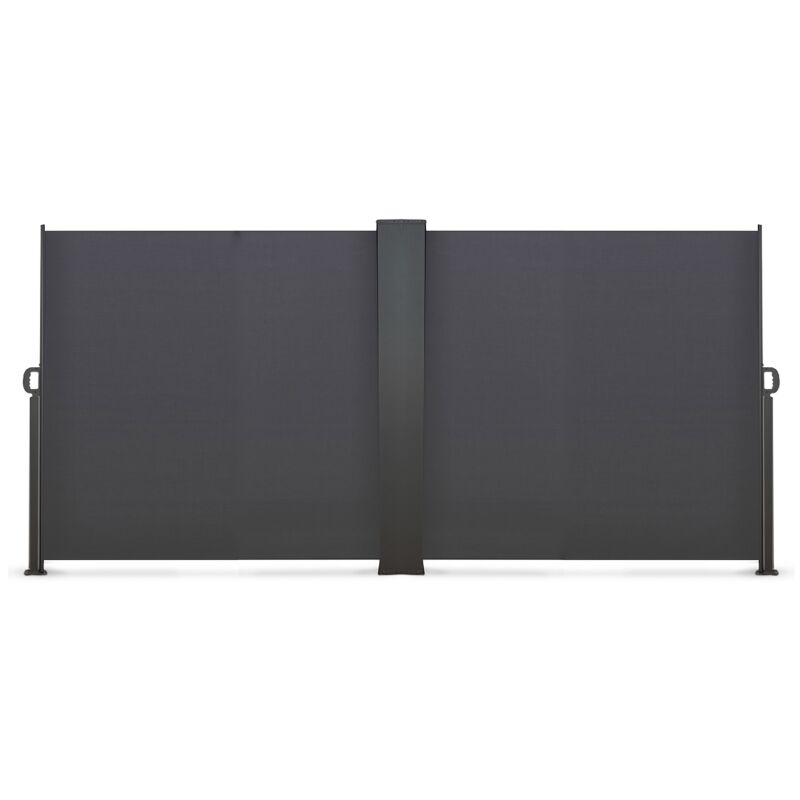Paravent extérieur rétractable double 180 x 800 cm gris anthracite store latéral