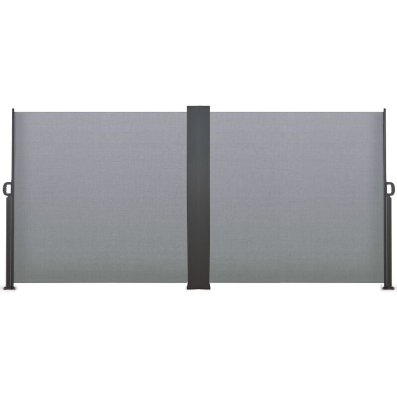 Paravent extérieur rétractable double 160 x 800 CM gris clair store latéral - Gris