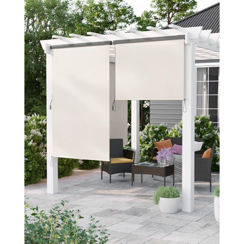 Paravent extérieur 1.6 x 2.5m Store Vertical pour Balcon Terrasse avec Coffre Paravent retractable - Beige GSA165BE