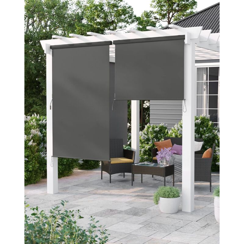 Paravent extérieur 1.6 x 2.5m Store Vertical pour Balcon Terrasse avec Coffre Paravent retractable - Gris foncé GSA165GY