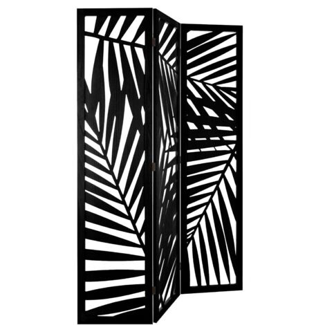 Paravent Feuille - Holz - schwarz H 170 cm
